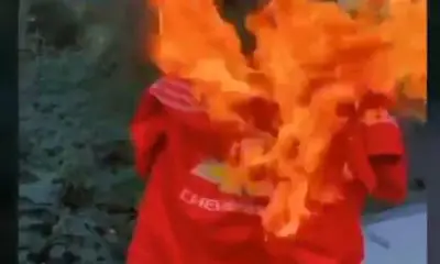 United Fan Burns His Jersey