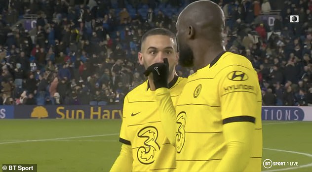 Hakim Ziyech (L) and Romelu Lukaku were involved in a heated discussion in Chelsea