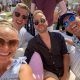 Reunion: Married At First Sight expert Mel Schilling (far left), 50, enjoyed a day at the Australian Open in Melbourne over the weekend with husband Gareth Brisbane (far right) and MAFS 2021 star Liam Cooper (left). Centre is Liam