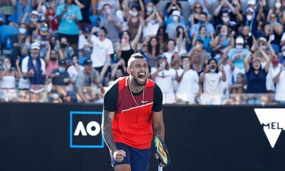 Nick Kyrgios and Thanasi Kokkinakis are in to the Australian Open doubles semi-finals after winning a drama-packed and controversial match in front of their raucous home crowd