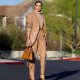 Stunning in neutrals: Olivia Culpo looked glamorous on Tuesday as she was seen in Calabasas in a tan leather suit