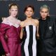 LOS ANGELES, CALIFORNIA - JANUARY 05: (L-R) Hunter Schafer, Zendaya, and Dominic Fike attend HBO