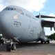 C-17 cargo planes loaded with hi-tech anti-tank weapons took off from Brize Norton, Oxon, but flew over Denmark before heading for Kiev