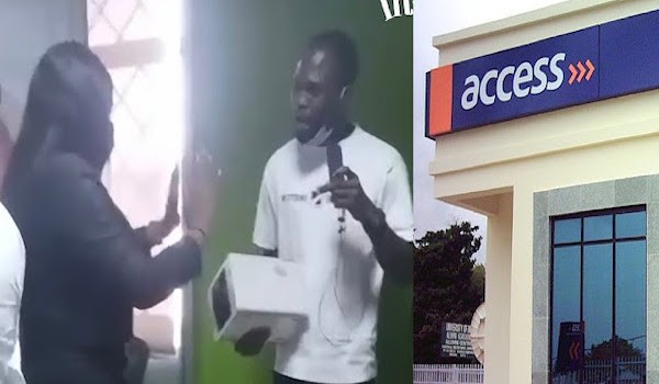 “I will Break this Machine”  Access Bank finally see Craze as Man Set to Break their Machine Over unauthorized debit [Video]