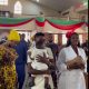 Comedian, MC Edo Pikin and family visit church with big ram, home appliances to thank God for protection and guidance (video) - YabaLeftOnline
