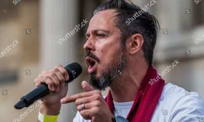gareth icke at covid hoax get up stand up protest against vaccinations 5g and other issues in trafalgar square trafalgar square london uk shutterstock editorial 10791429a