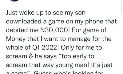 "Guess who’s looking for pankéré at 6am?" - Nigerian Father hilariously reacts after his son downloaded a game that cost him N30k in subscription fees. - YabaLeftOnline