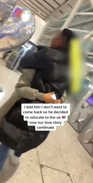 Moment Nigerian lady reunited with her boyfriend who relocated to the UK to be with her because she didn't want to return to Nigeria (video) - YabaLeftOnline
