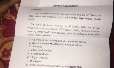 “Na you kill am?” – Reactions as tenant shares list of items he’s given to contribute for Landlord's burial - YabaLeftOnline