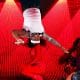 50 Cent performs upside down at the Super Bowl