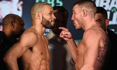 Chris Eubank Jr says his trash talking is over as he weighs in one pound heavier than Liam Williams