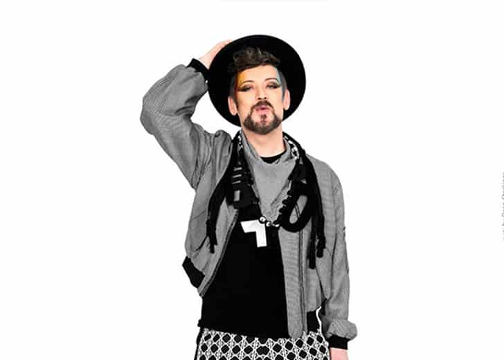 Gay singer Boy George strikes a pose in an old photo.