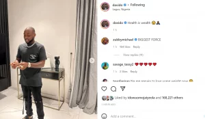 Davido Shares Photo After Weeks Of Work-out Sessions