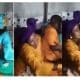 Drama as first wife disrupts husband kissing session with second wife during wedding ceremony