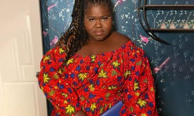 Gabourey Sidibe poses in front of the gym