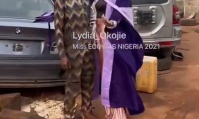 Beautiful moment a female graduate ran up to her dad's mechanic workshop to embrace and dress him in her convocation gown before he prayed for her (WATCH) - YabaLeftOnline