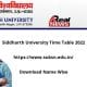 Siddharth University Time Table 2022