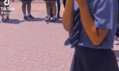 Moment secondary school student goes on her knees to propose to another female student while other students cheer sparks outrage online (video) - YabaLeftOnline