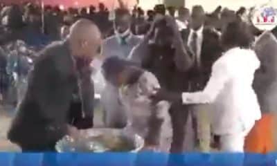 Prophet performs deliverance by sipping dirty water and spitting it on members